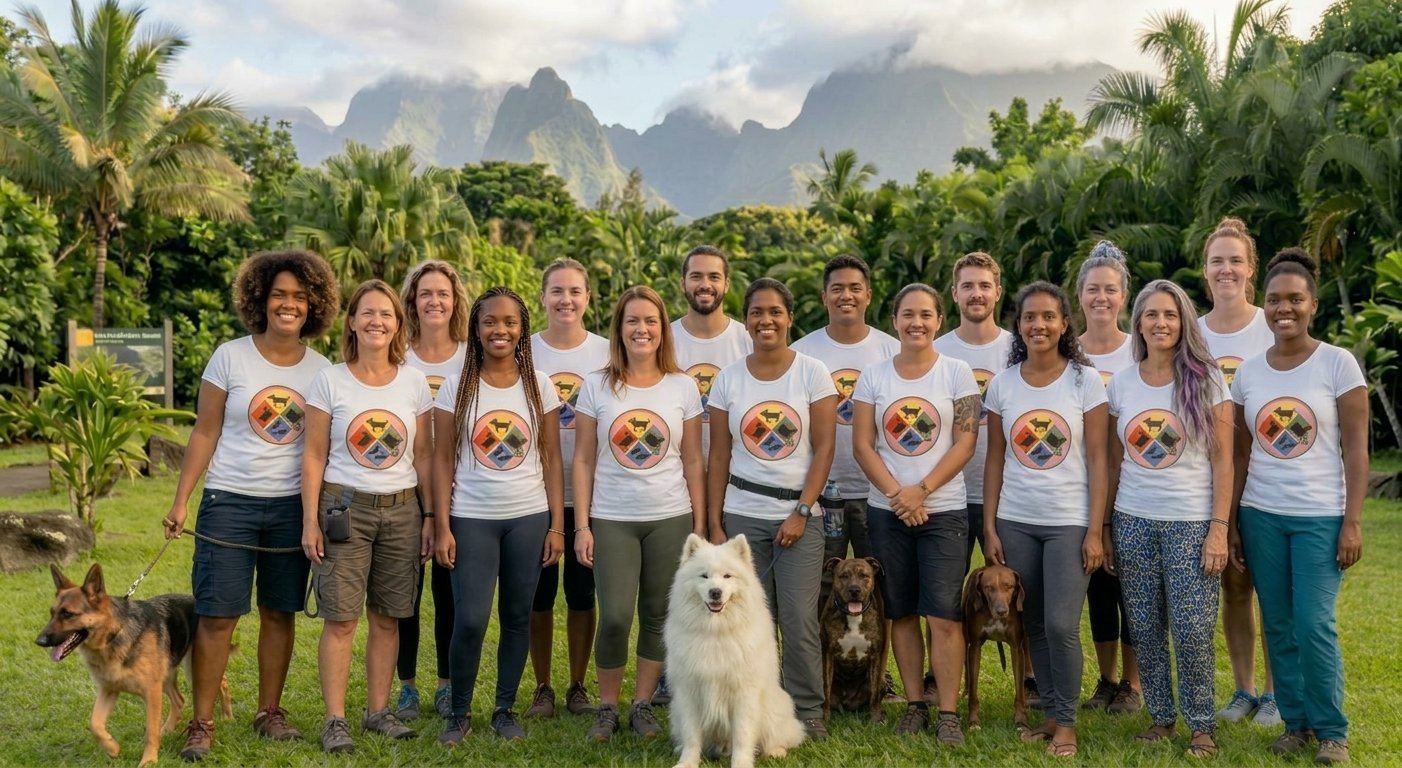 Équipe de pet-sitters Pets Service 974 à La Réunion, agents certifiés ACACED